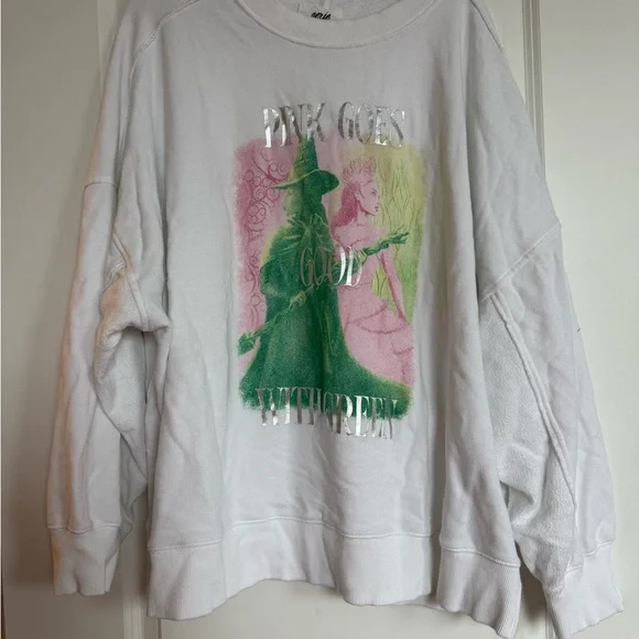 Aerie X Wicked Big Chill Crew Sweatshirt White XL Halloween - Picture 2 of 5